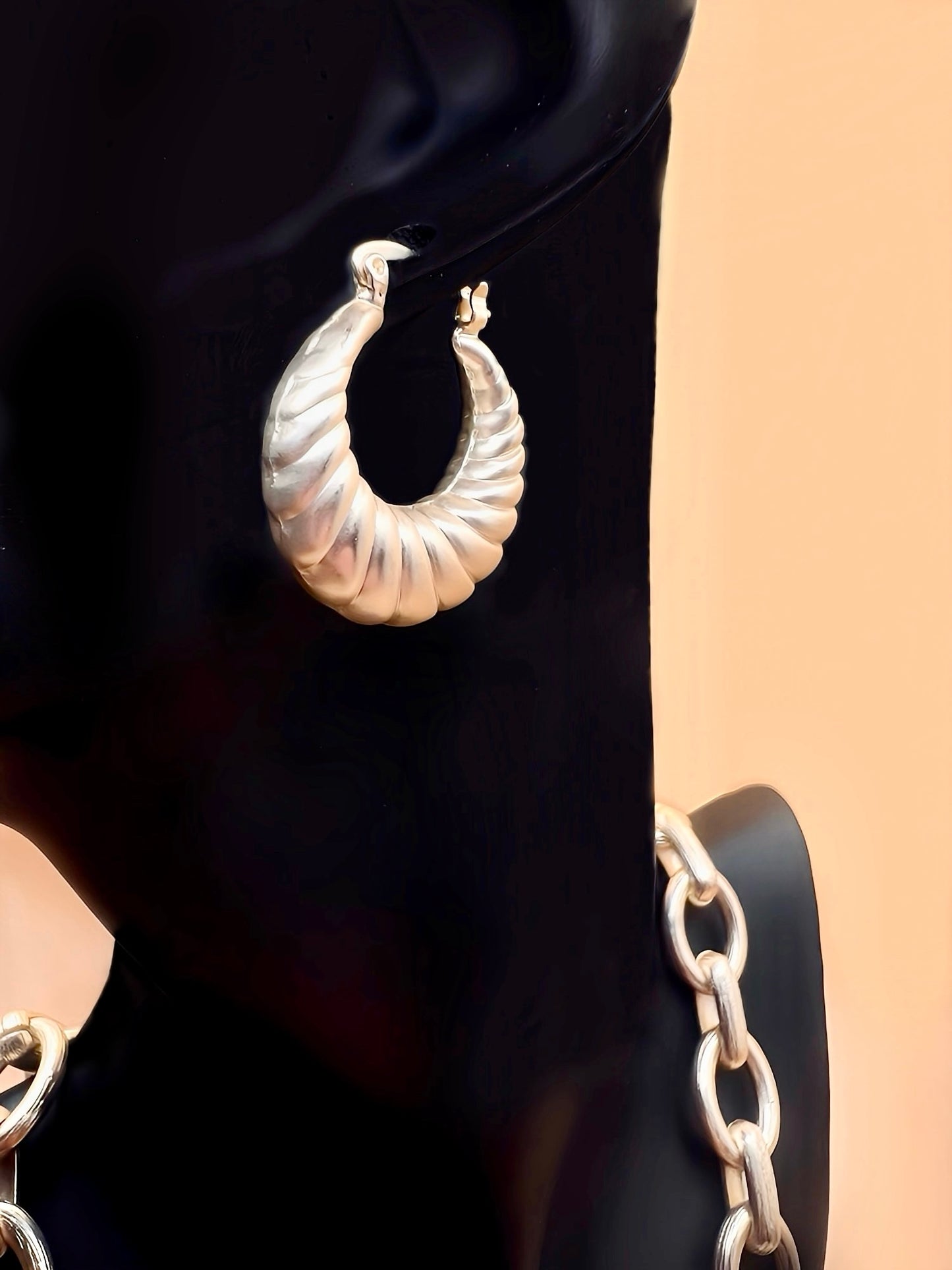 Brushed Gold Corded Medium Hoop Earrings