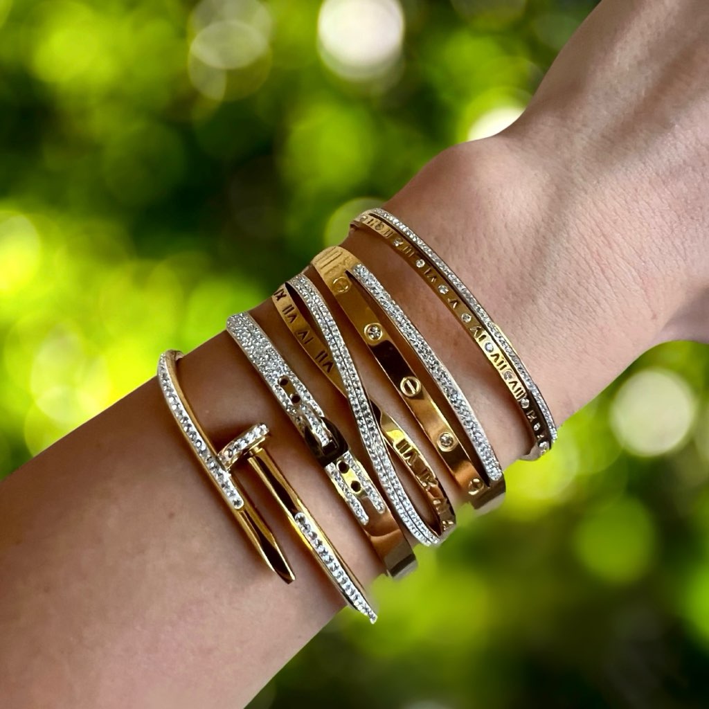 Boundless Gold Vikings Bangle Bracelet with Crystals