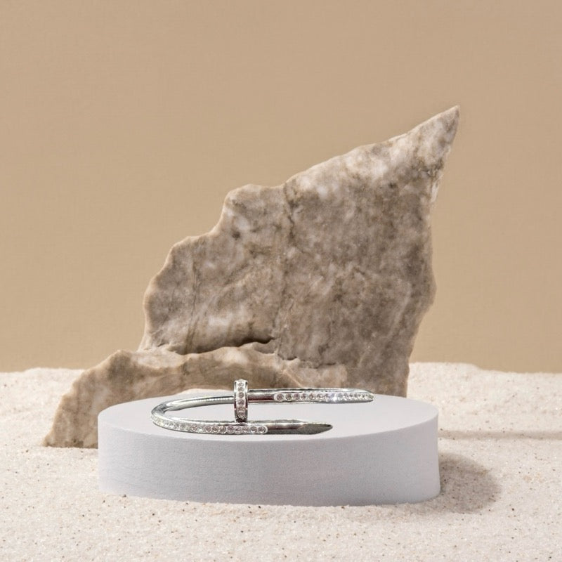 Boundless Silver Crystal Studded Nail Bracelet