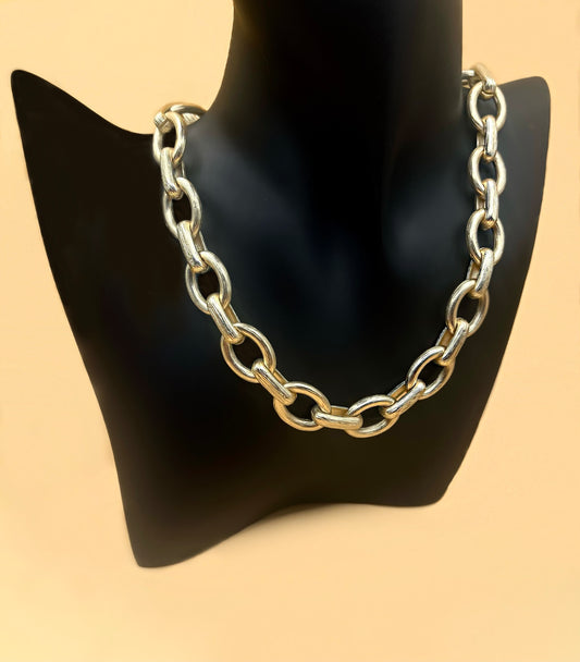 Brushed Gold Chain Link Necklace