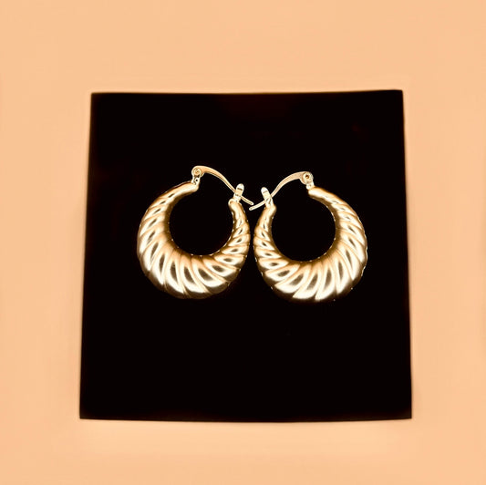 Brushed Gold Corded Medium Hoop Earrings